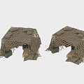 Industrial Equipment With Camouflage Net Cover Two Units And Support Structures