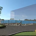 Modern Bike Shelter For Bicycle Parking With Green Landscaping And Path