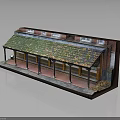 Detailed Brick Building Model With Green Roof And Columned Veranda Structure
