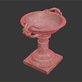 Classic Stone Candle Lamp with Intricate Carved Details Pedestal Base and Ring Handles
