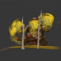 Artistic Living Supplies With Black Main Body And Yellow Tree Shaped Decorations