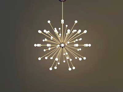 Modern Radiant Chandelier With Golden Metal Frame And White Small Bulb Lights 3d model