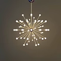 Modern Radiant Chandelier With Golden Metal Frame And White Small Bulb Lights