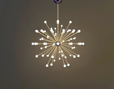Modern Radiant Chandelier With Golden Metal Frame And White Small Bulb Lights 3d model