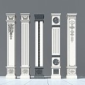 Columns New Chinese Style Columns Chinese Style Columns European Style Columns 3d model