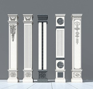 Columns New Chinese Style Columns Chinese Style Columns European Style Columns 3d model