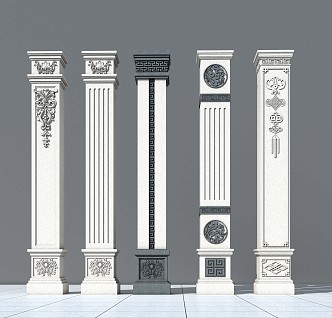 Columns New Chinese Style Columns Chinese Style Columns European Style Columns 3d model