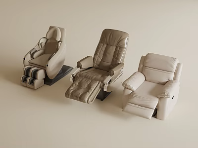 Three Different Leather Massage Chairs With Reclining Features And Ergonomic Design 3d model