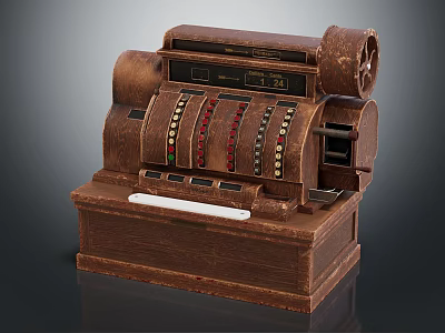 Vintage Wooden Cash Register with Classic Design as Traditional Commercial Equipment 3d model