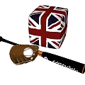 Sports Equipment Set For Baseball Including Bat Glove Ball And Union Jack Box