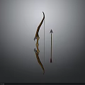 Traditional Wooden Archery Bow And Arrow With Metal Arrowhead And Red Fletching