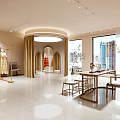 Wedding Dress Shop Interior Featuring Minimalist Design Light Colored Walls Arched Doorways And Rest Stools