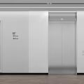 Elevator Lobby With Silver Elevator Doors White Walls And 6F Floor Sign 3d model