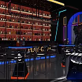 Futuristic KTV Interior With Neon Lighting Comfortable Seating And Large Screens