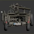 Vintage Military Utility Vehicle With Mounted Cannon And Rugged Off Road Design