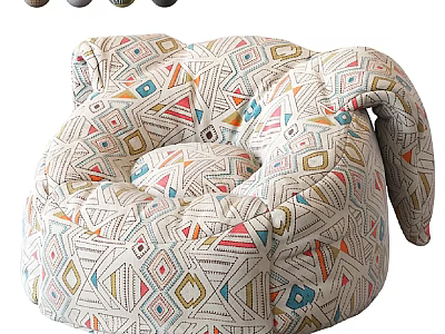 Colorful Geometric Pattern Bean Bag Chair With Soft Modern Comfortable Design 3d model