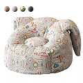 Colorful Geometric Pattern Bean Bag Chair With Soft Modern Comfortable Design