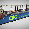 Display Shelves For AFC Asian Food Channel With Multiple Tiers And Food Items