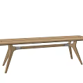 Long Wooden Dining Table With Minimalist Design And Sturdy Supportive Legs 3d model