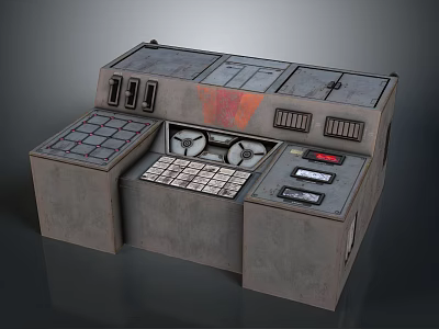 Industrial Style Control Panel With Metal Panels Buttons Knobs And Display Screens 3d model
