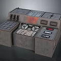 Industrial Style Control Panel With Metal Panels Buttons Knobs And Display Screens