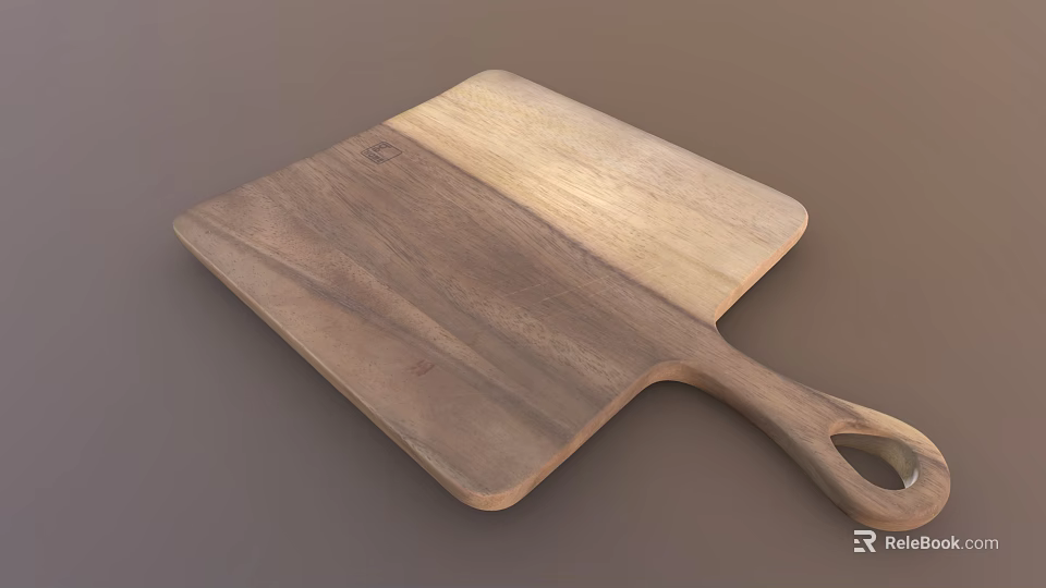 Wooden Cutting Board With Handle For Food Preparation In Home Kitchen 3d model 