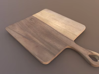 Wooden Cutting Board With Handle For Food Preparation In Home Kitchen 3d model