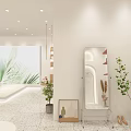 Modern Clothing Store Interior Design With Open Shelves Hanging Racks And Green Plants