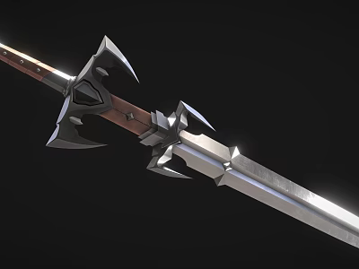 Detailed Ornate Medieval Sword With Wooden Handle And Sharp Metal Blade 3d model