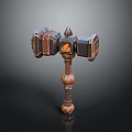 Hardware Tool Hammer With Wooden Handle Metal Head And Decorative Square Sides Flame Logo