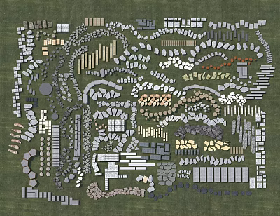 Natural Stone Stepping Stones With Various Shapes For Garden Path Landscaping Layouts 3d model