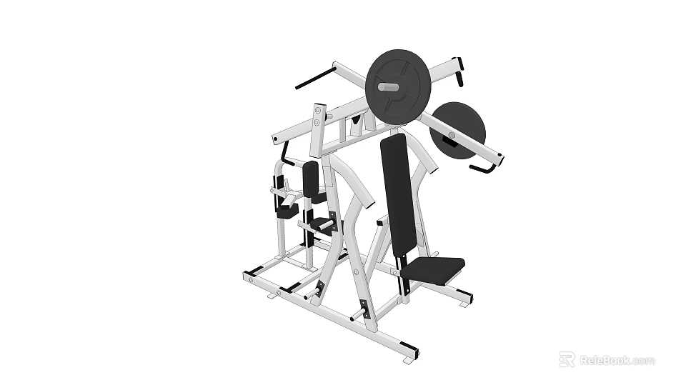 Multi functional Sports Equipment with Adjustable Seat Weight Plates and Support Frame 3d model 