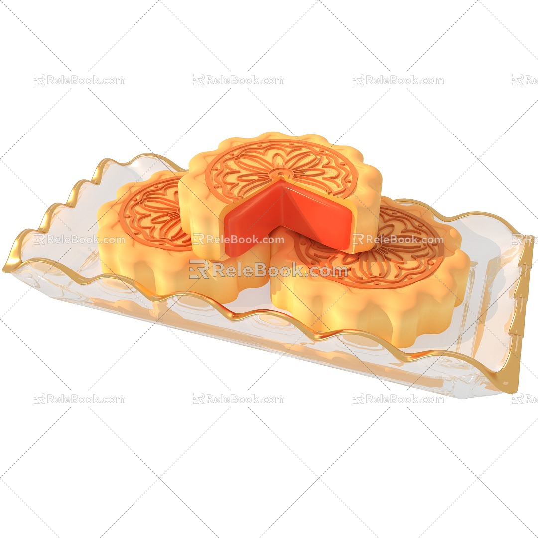 Moon Cake Food Mid-Autumn Festival Moon Cake 3d model