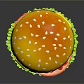 Delicious Hamburger With Sesame Seed Bun Lettuce Tomato Onion Cheese And Patty