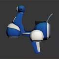 Blue And White Cartoon Style 3D Motorcycle Model With Headlight And Seat