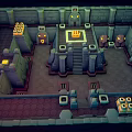 Green Dragon Guarding Ancient Stone Chamber With Skull And Glowing Eyed Creatures