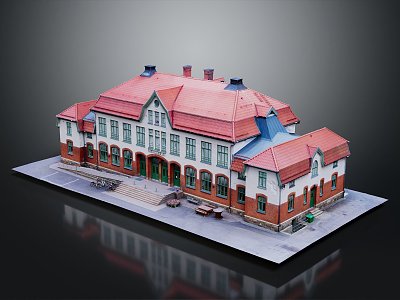 European Architecture Residential Landscape 3d model