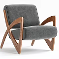 Elegant Green Velvet Lounge Chair with Wooden Arms and Stylish Leg Design