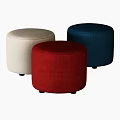 Modern Fabric Round Ottomans in Blue Beige and Red Colors for Living Room Decor