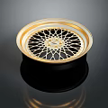 Shiny Black And Gold Car Wheel Rim With Mesh Spoke Design