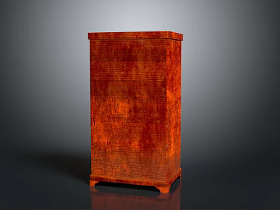 Red Textured Cabinet Furniture With Vertical Structure And Short Support Legs 3d model