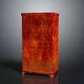 Red Textured Cabinet Furniture With Vertical Structure And Short Support Legs