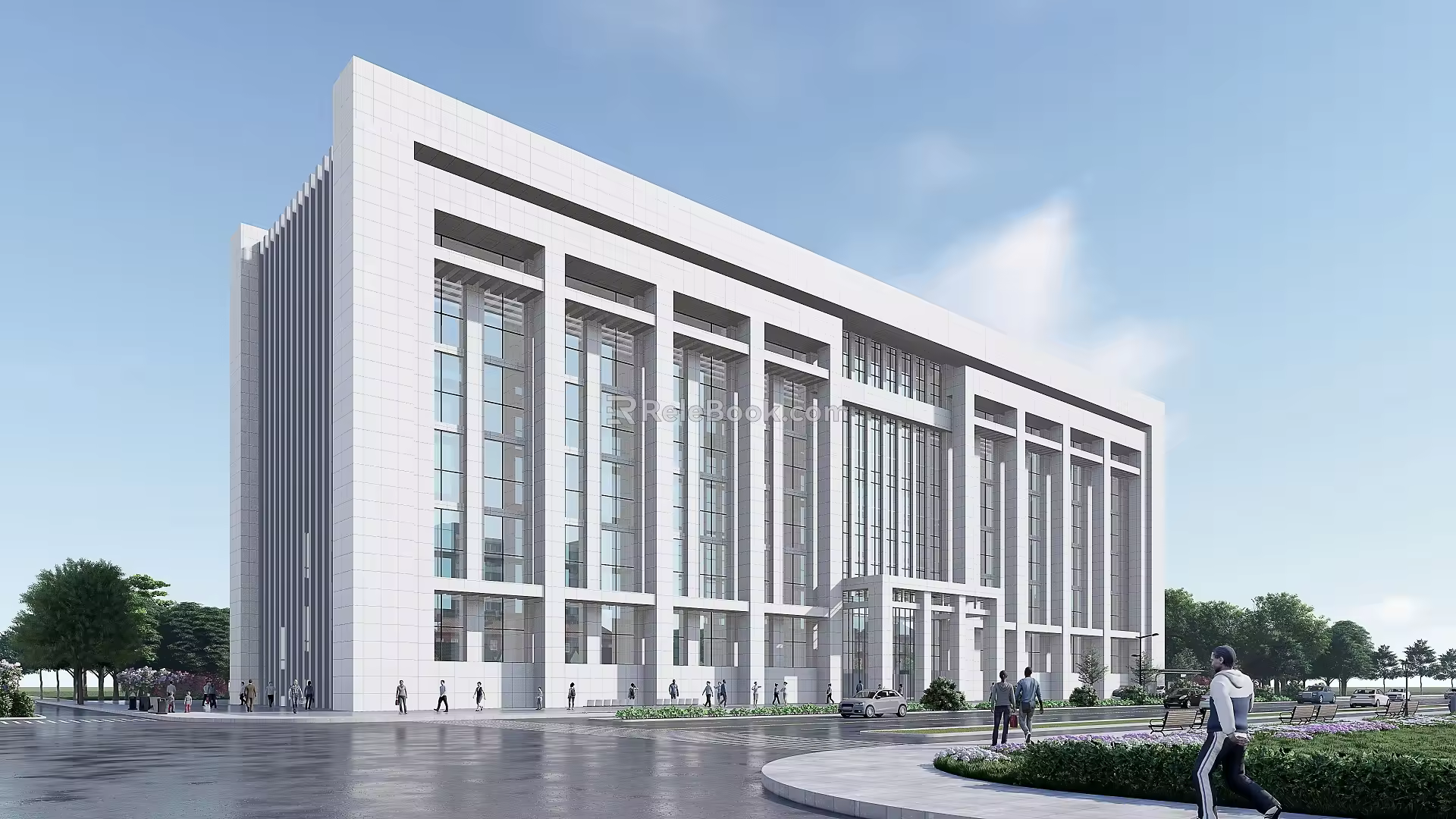 modern office building multi-storey office building 3d model