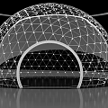 Abstract Geometric Grid Structure With Black Curved Surface And Dots Design 3d model