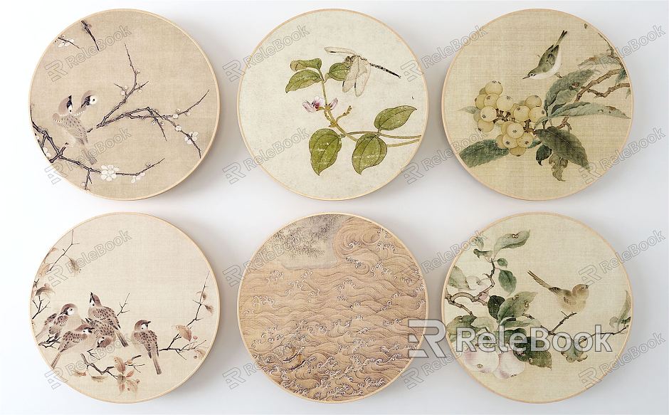 New Chinese Style Round Frame Painting Hanging Painting model