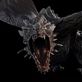 Dynamic Dragon Sculpture with Open Mouth Spread Wings Sharp Spikes And Detailed Texture
