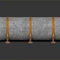 Concrete Tubular Lighting Fixture Set With Orange Bands And Metal Support Stands