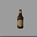 Brown Beer Bottle With Bitcoin Logo On Label Against Dark Background 3d model