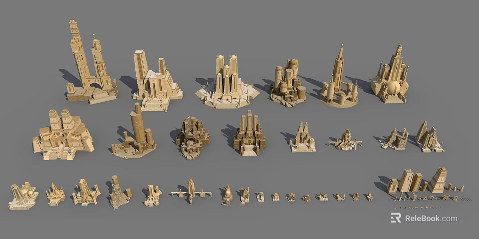 Future Architecture Conceptual Models Showcasing Innovative Futuristic Building Structures 3d model 