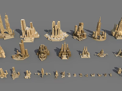 Future Architecture Conceptual Models Showcasing Innovative Futuristic Building Structures 3d model